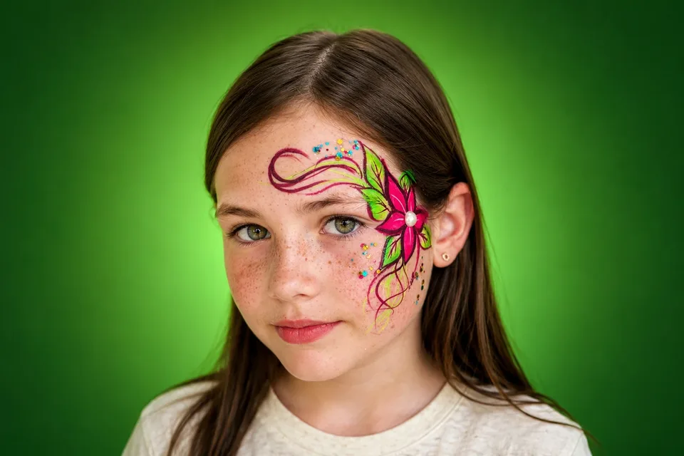 Flower Girl face painting design by Colory Faces.